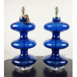 JULIAN CHICHESTER LUCERNE TABLE LAMPS, a pair, 55cm H, blue finish. (2)