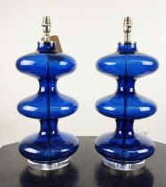 JULIAN CHICHESTER LUCERNE TABLE LAMPS, a pair, 55cm H, blue finish. (2)