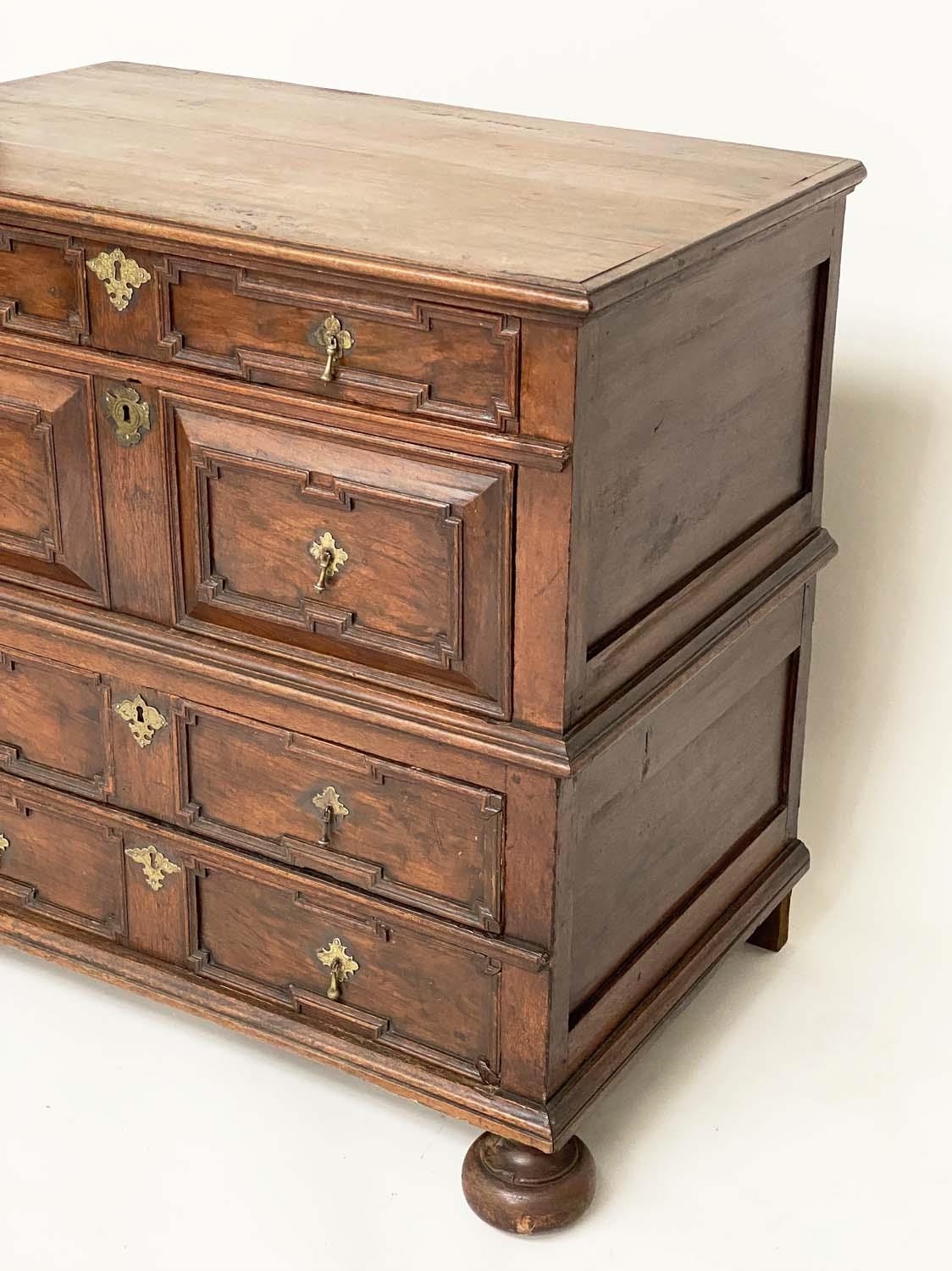 WILLIAM AND MARY CHEST, English 17th century oak with four long drawers, and moulded fronts in two - Bild 3 aus 13