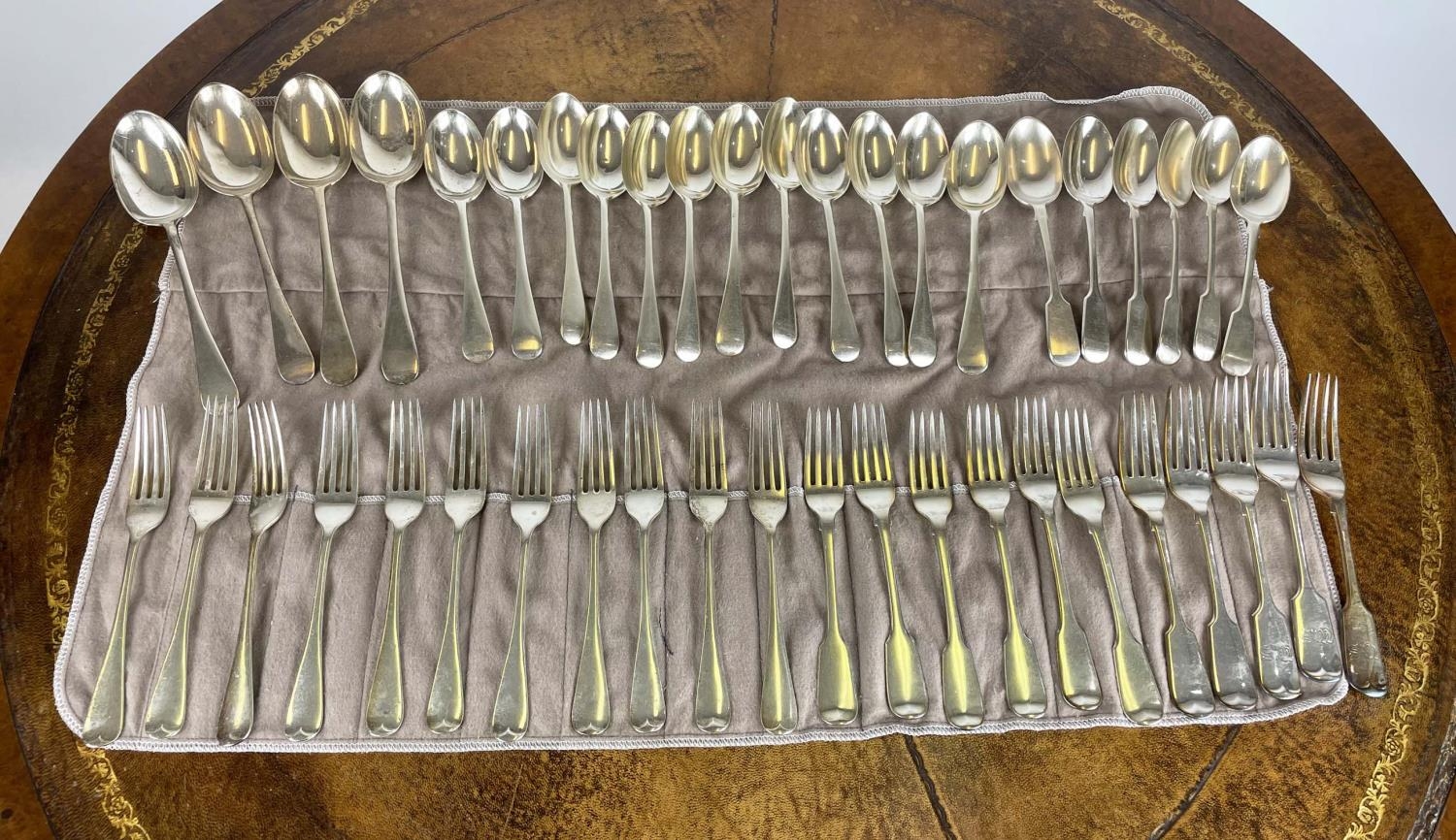 SILVER FLATWARE, including eleven forks, twelve spoons and four serving spoons, London by Francis - Image 2 of 7