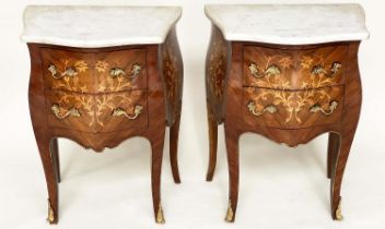 TABLES DE NUIT, a pair, French Louis XV style Kingwood marquetry and gilt metal mounted, 57cm W x