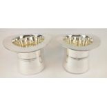 TOP HAT CHAMPAGNE BUCKETS, a pair, polished metal, 18cm x 24cm diam. (2)