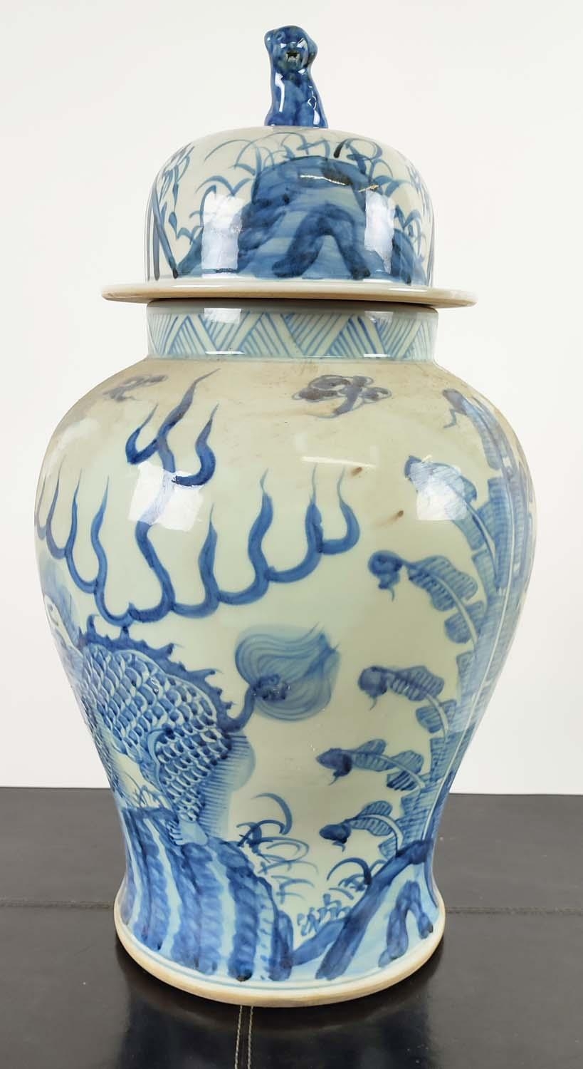 TEMPLE JARS, a pair, 52cm H, Chinese export style blue and white ceramic. (2) - Bild 2 aus 6