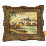 R LOVELL, 'Kew Bridge', oil on canvas, 33cm x 44cm, signed, framed.