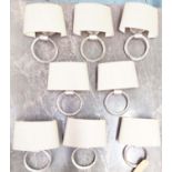 PORTA ROMANA RING WALL LIGHTS, a set of eight, with Porta Romana shades, 34cmx 27cm x 10cm. (8)