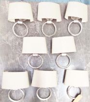 PORTA ROMANA RING WALL LIGHTS, a set of eight, with Porta Romana shades, 34cmx 27cm x 10cm. (8)