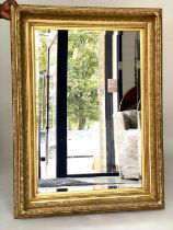 WALL MIRROR, 84cm W x 114cm H, French style, giltwood and gesso moulded frame, with bevelled plate