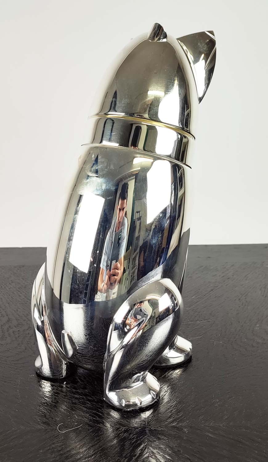 COCKTAIL SHAKERS, a pair, in the form of polar bears, polished metal, 27cm H. (2) - Image 5 of 5