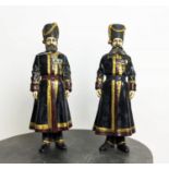 AFTER FABERGÉ RUSSIAN COSSACKS, a set of two, cast metal, 41cm H each. (2)