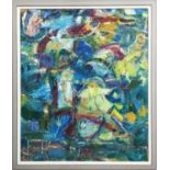 EDWARD LEWIS (1936-2018) 'Abstract', oil on board, 89cm x 74cm, framed (Edward Lewis studied under