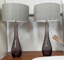 WATERFORD CRYSTAL TABLE LAMPS, a pair, with shades, 69cm H. (2)