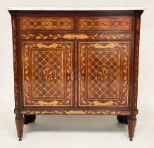 DUTCH SIDE CABINET, 19th century mahogany and satinwood marquetry with two frieze drawers above