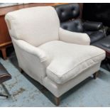 HOWARD ARMCHAIR, 84cm W x 117cm D x 91cm H, bears label to base 'Howard Chairs Ltd', in a