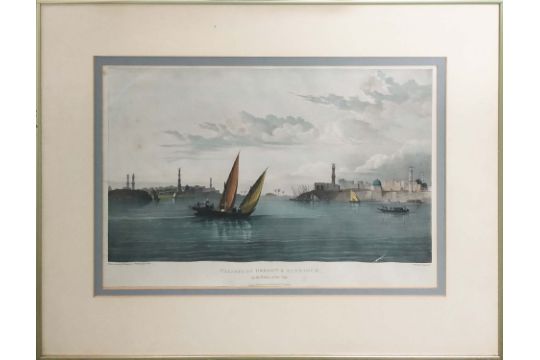 WILLIAM WALTON, after Captain Charles Franklin head, 'View of Suez' lithograph, 26cm x 46cm, - Image 2 of 3