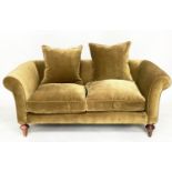 SOFA BY 'SOFAS AND STUFF', the 'Clavering' two seat upholstered in olive green velvet with