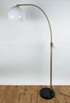 FLOOR LAMP, 1960's Italian style, gilt metal, white perspex shade, stone base, 166cm H.