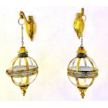 WALL HANGING CANDLE LANTERNS, a pair, Regency style, gilt metal and glass, 80cm x 25cm x 25cm. (2)