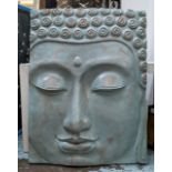 CONTEMPOARY SCHOOL WALL RELIEF PLAQUE, the face of Buddha, painted resin, 85cm x 112cm.