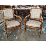 FAUTEUILS, a pair, Louis Philippe style beechwood attributed to Grange, each 55cm x W x 92cm H. (2)