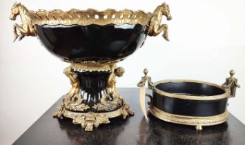 CENTERPIECE, 20th century Empire style porcelain and gilt metal 45cm H x 60cm W, together with a