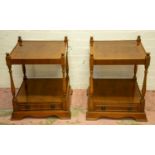 BEDSIDE TABLES, 60cm H x 45cm W x 45cm D, a pair, Georgian style yewwood, each with single