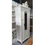 ARMOIRE, 85cm W x 47cm D x 217cm H, 20th century cream painted in a distressed finished, with a