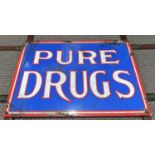 PURE DRUGS, vintage style enamel sign, aged finish, 37.5cm x 29cm.