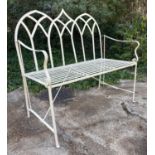 GARDEN BENCH, 103cm H x 104cm W x 55cm D, neutral painted metal frame.