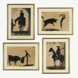AFTER PABLO PICASSO, a set of four large off set lithographs on board, Toros, dated in the plate,