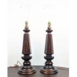 "LEG" TABLE LAMPS, a pair, each 63cm H, 19th century mahogany (converted). (2)