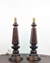 "LEG" TABLE LAMPS, a pair, each 63cm H, 19th century mahogany (converted). (2)