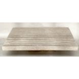 TRAVERTINE LOW TABLE, 1970s Italian marble, rectangular on plinth support, 140cm W x 90cm D x 40cm