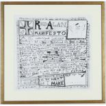 GRAYSON PERRY, Red Alan Manifesto, My favourite artwork is the one I make next, handkerchief, 38cm x
