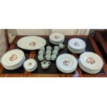 LIMOGES RAYNAUD PART DINNER SERVICE, Imari style, comprising fourteen dinner plates, fifteen side