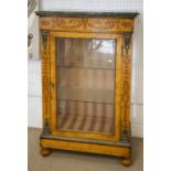 DISPLAY CABINET, 122cm H x 78cm W x 39cm D, Louis XVI design, inlaid and brass mounted with green