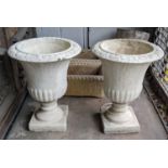 GARDEN URNS, a pair, 57cm H Campana shaped. (2)