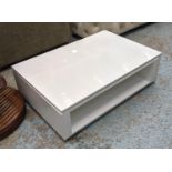 LOW TABLE, 25cm H x 81cm W x 53cm D, extendable articulating design, white lacquered.