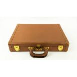 HERMES LEATHER BRIEFCASE, leather lining, gold tone hardware.