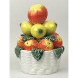 CENTERPIECE, mid-century Italian ceramic in the form of a bowl of fruit, possibly Capodimonte,