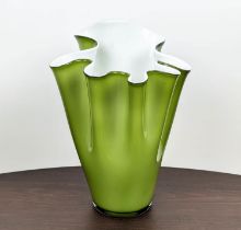 HANDKERCHIEF GLASS VASE, 42cm H.