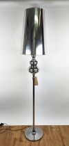FLOOR LAMP, 1970s Italian style, silvered with silver shade, 174cm H.