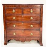 SCOTTISH HALL CHEST, 19th century figured mahogany and line inlaid of adapted shallow proportions