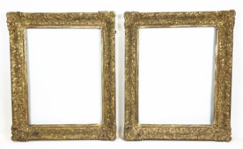 PICTURE FRAMES, a pair, 19th century giltwood and gesso, 117cm x 97cm. (2)