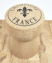 CHAMPAGNE CORK STOOL, 50cm x 32cm diam.