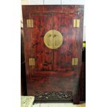 CABINET, Chinese Shanxi style, two doors, enclosing three shelves with bottom concealing hidden
