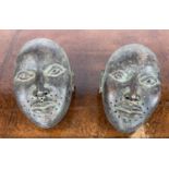 IFEE BRONZE HEADS, a pair, Nigeria. 35CM L (2)