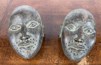 IFEE BRONZE HEADS, a pair, Nigeria. 35CM L (2)