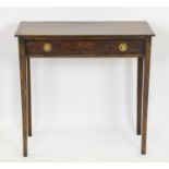 HALL TABLE, 71cm H x 74cm W x 35cm D, George III mahogany with singe drawer.