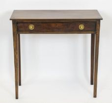 HALL TABLE, 71cm H x 74cm W x 35cm D, George III mahogany with singe drawer.