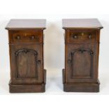 BEDSIDE CABINETS, 77cm H x 45cm W x 46cm D, a pair, Victorian mahogany with drawer and door. (2)